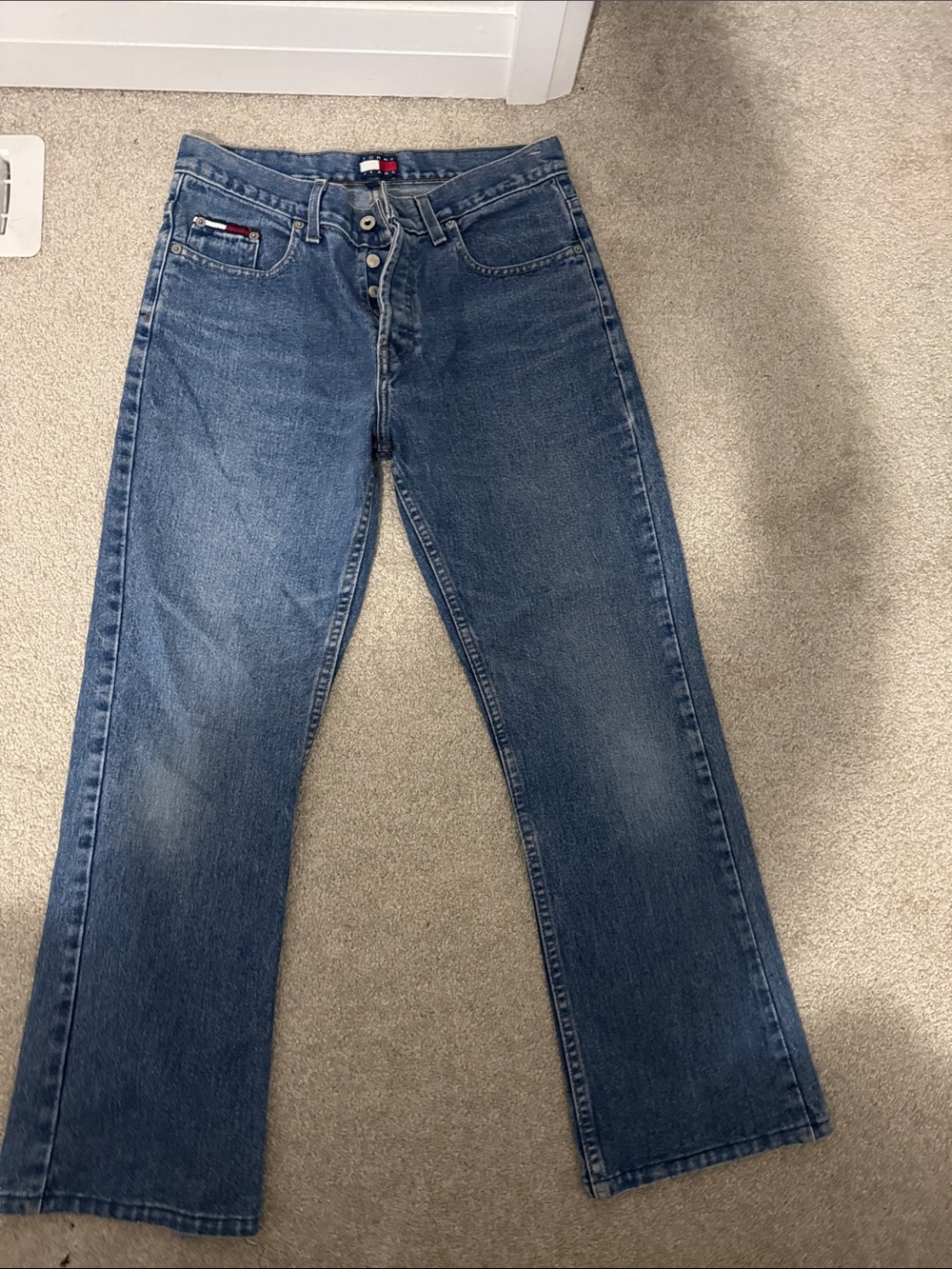 Vintage Tommy Hilfiger Women's Blue Flare Wide-Leg Jeans